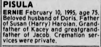 Ernie Pisulas Encore - Former Owner Passes Away Feb 1995 (newer photo)
